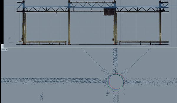 工場の柱の傾き調査